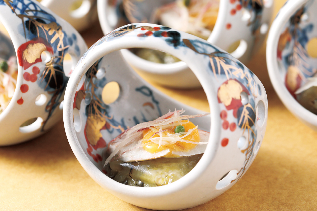 焼き茄子と金目鯛のコンフィ